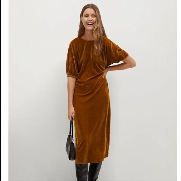 Mango opened back Flowy Velvet Dress size small - Picture 1 of 14